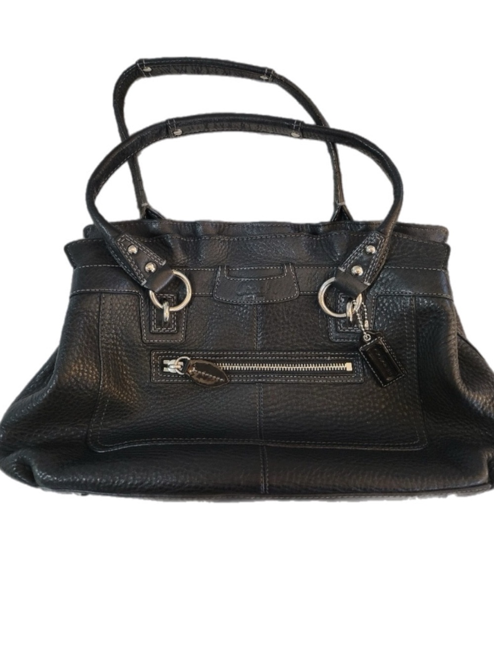 COACH Penelope Black Handbag Shoulder Bag Ruffle Pebbled Leather F14686 Everyday